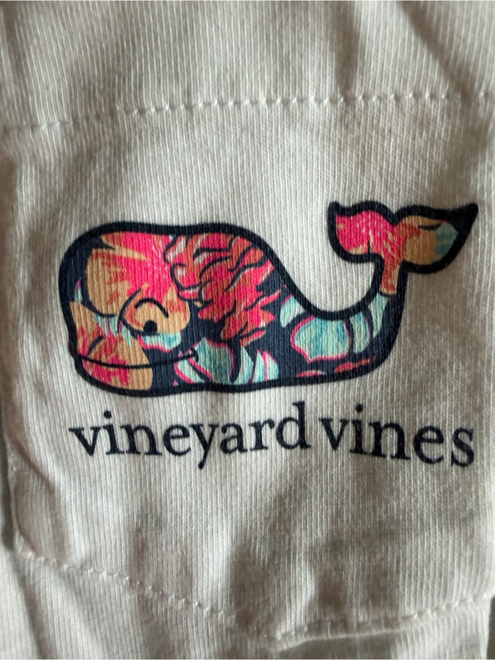 Vineyard Vines White Pocket Tee with Multicolor Floral Whale - Picture 5 of 8